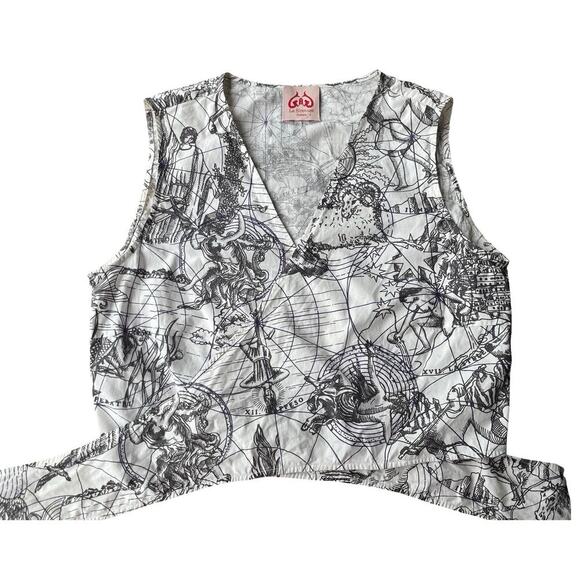 Le Sirenuse Positano Nautical Map Print Wrap Tie Front Cotton Top - Size 38 - Picture 4 of 13